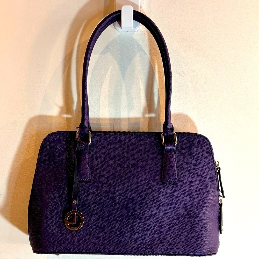 L. CREDI Saffiano Leather Satchel Handbag Shoulder Bag One Compartment & Pocket